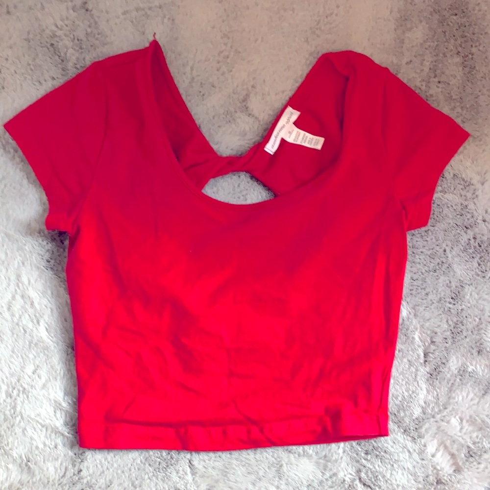 Red Crop Top with Keyhole Back